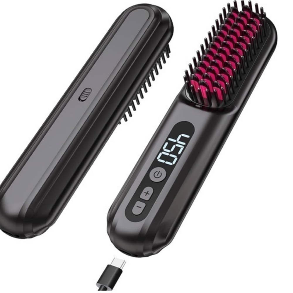 💈Cordless Hair Straightener Brush Mini lonic Hot Comb USB Rechargeable FB5